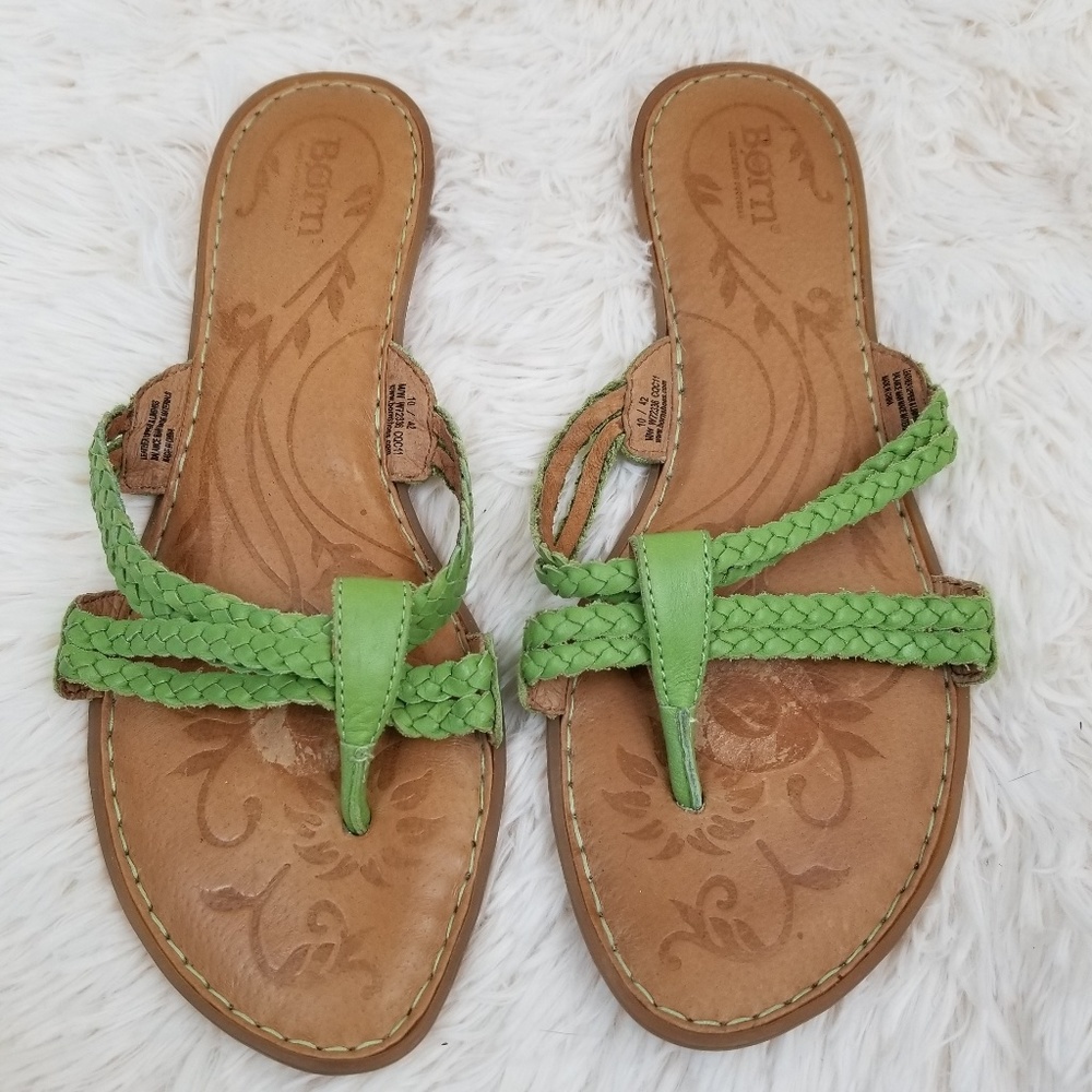 Born Green Braided Leather Sandals